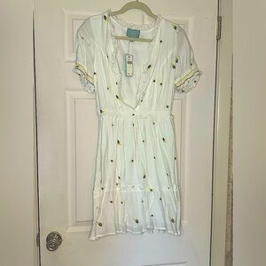 Skies Are Blue white with embroidery dress